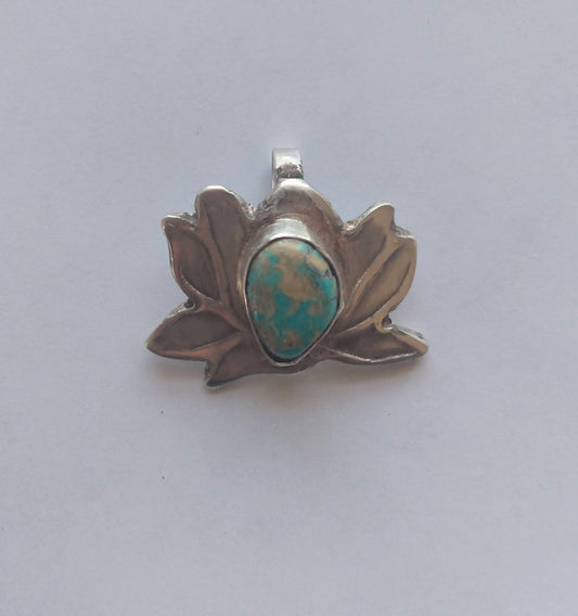 Pendant, Lotus with Native Turquoise