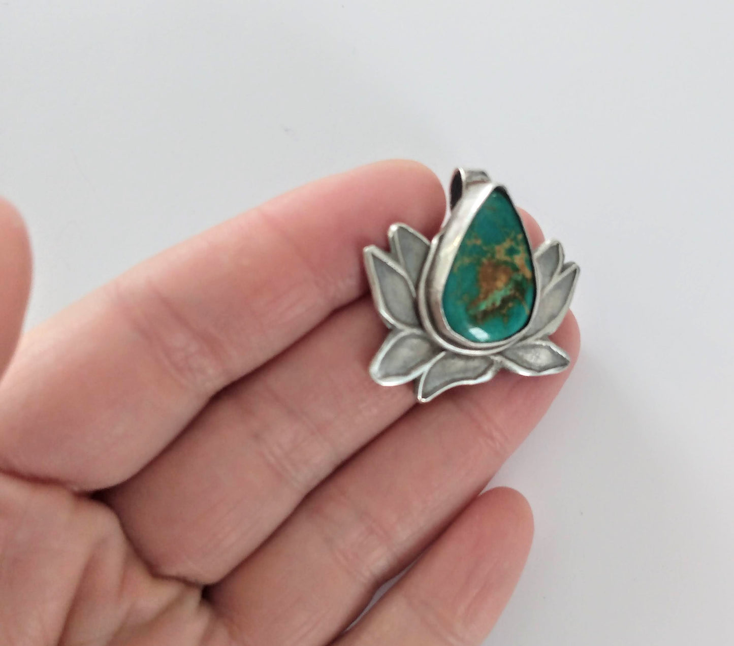 Pendant, Lotus with Turquoise
