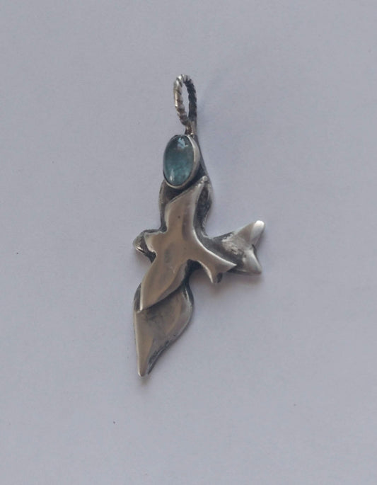 Pendant, Bird with blue aquamarine