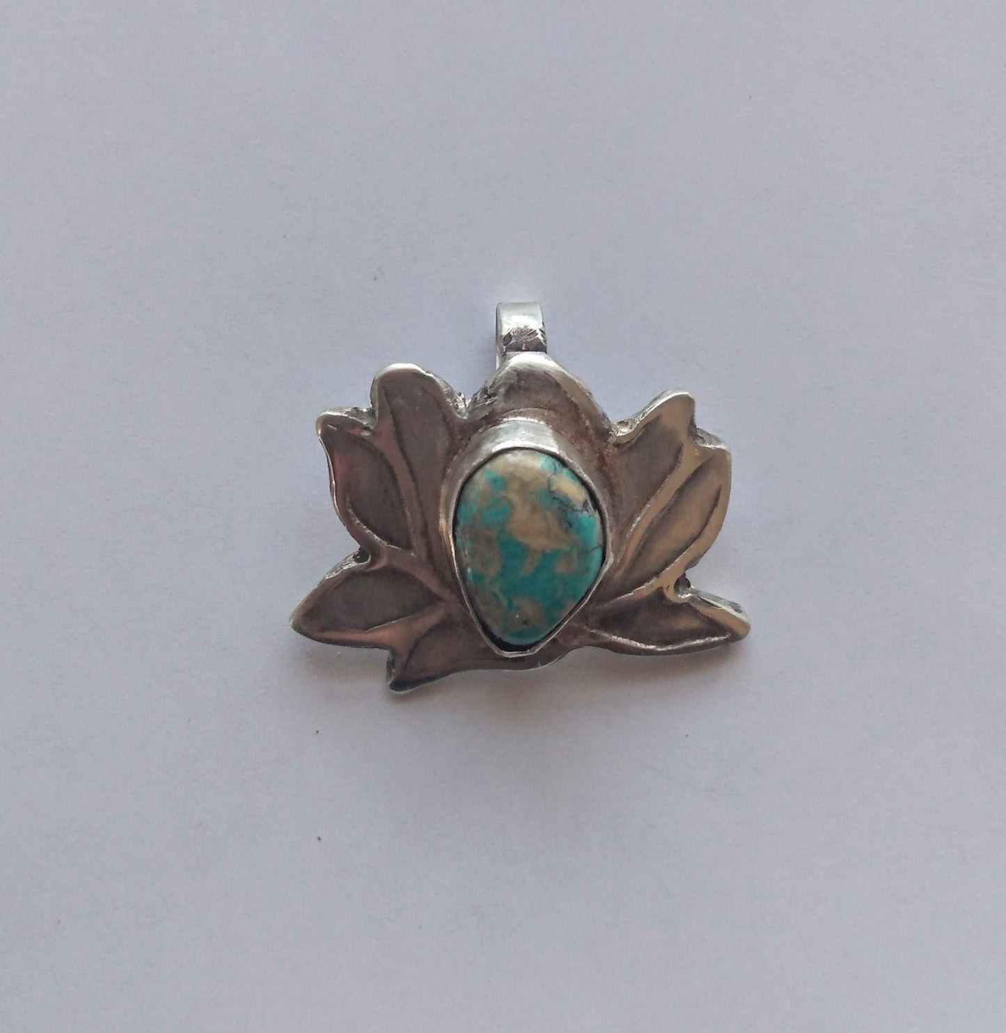 Pendant,  Lotus with Native Turquoise