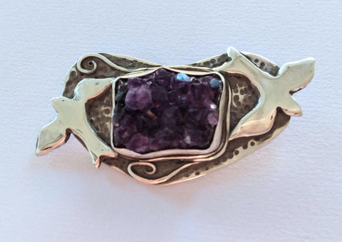 Pendant, Amethyst Love Birds
