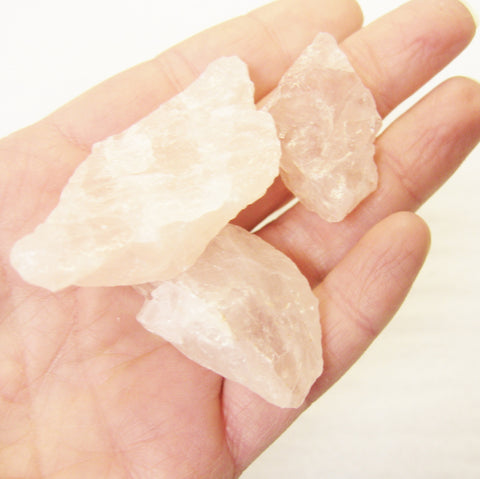 Rose Quartz rough rock, set of 3