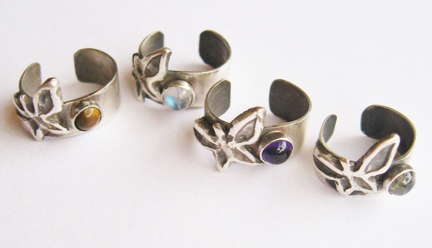 Ear Cuff - Butterfly in Rainbow Moonstone