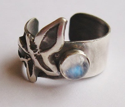 Ear Cuff - Butterfly in Rainbow Moonstone